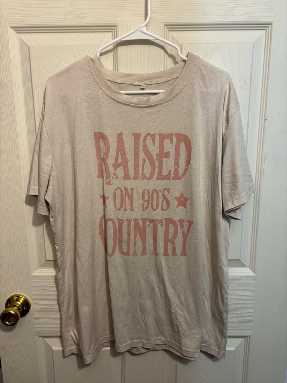 Raised on 90s Country Graphic Tee - Light Beige/Pink